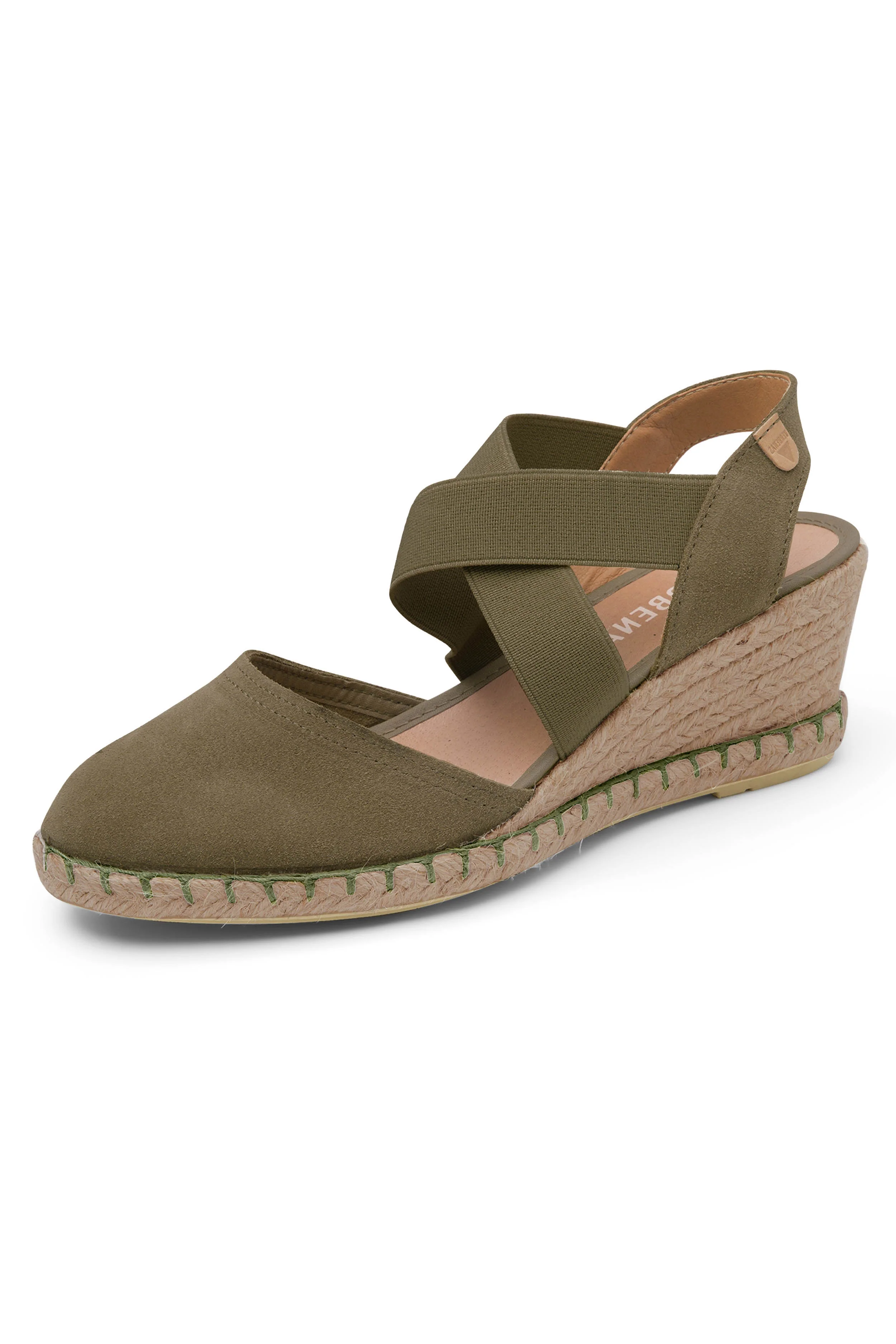 Mila Suede Espadrille Wedges - Kaki