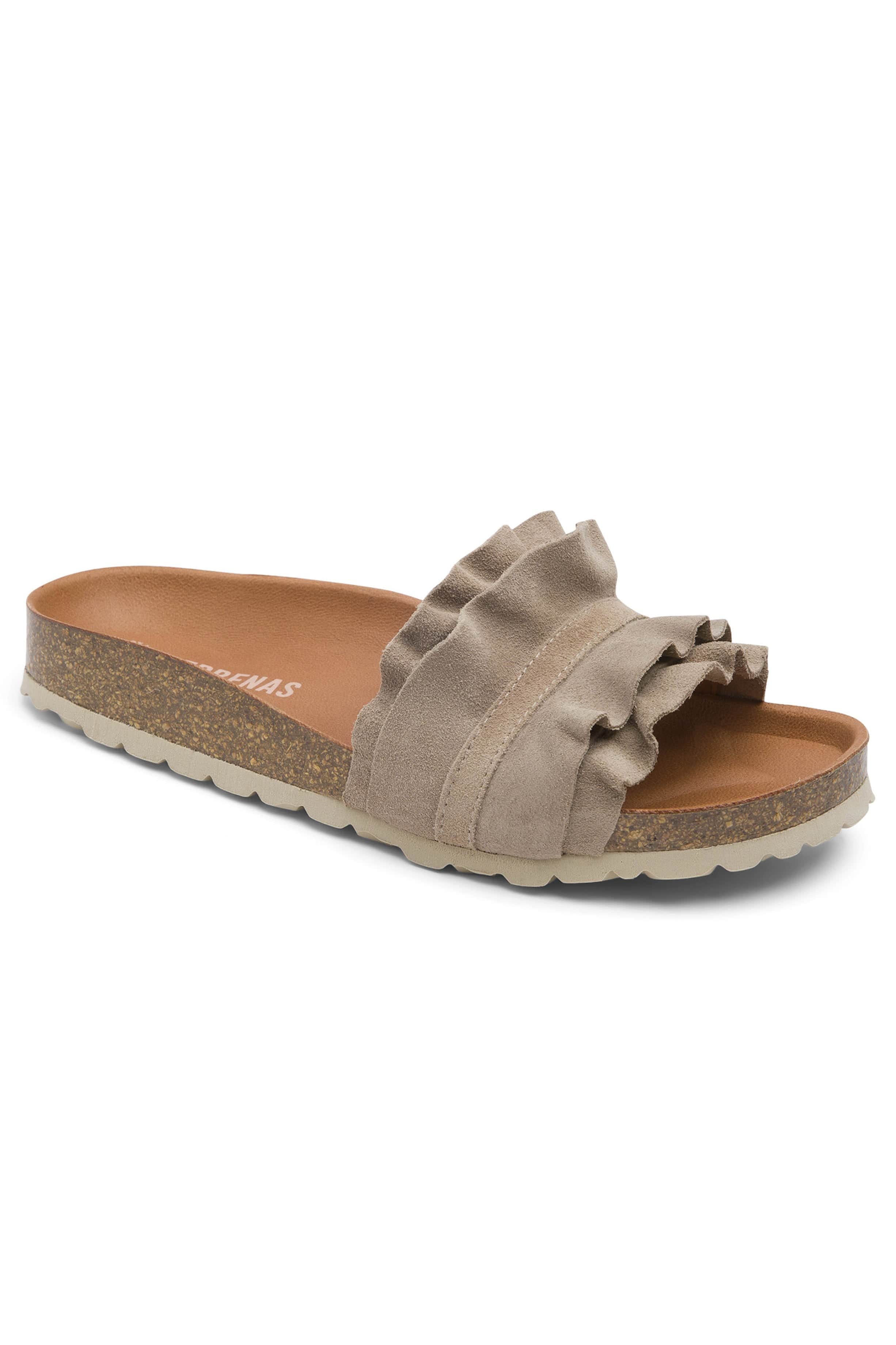 Rocio Serraje Volante Suede Leather Sandals - Piedra