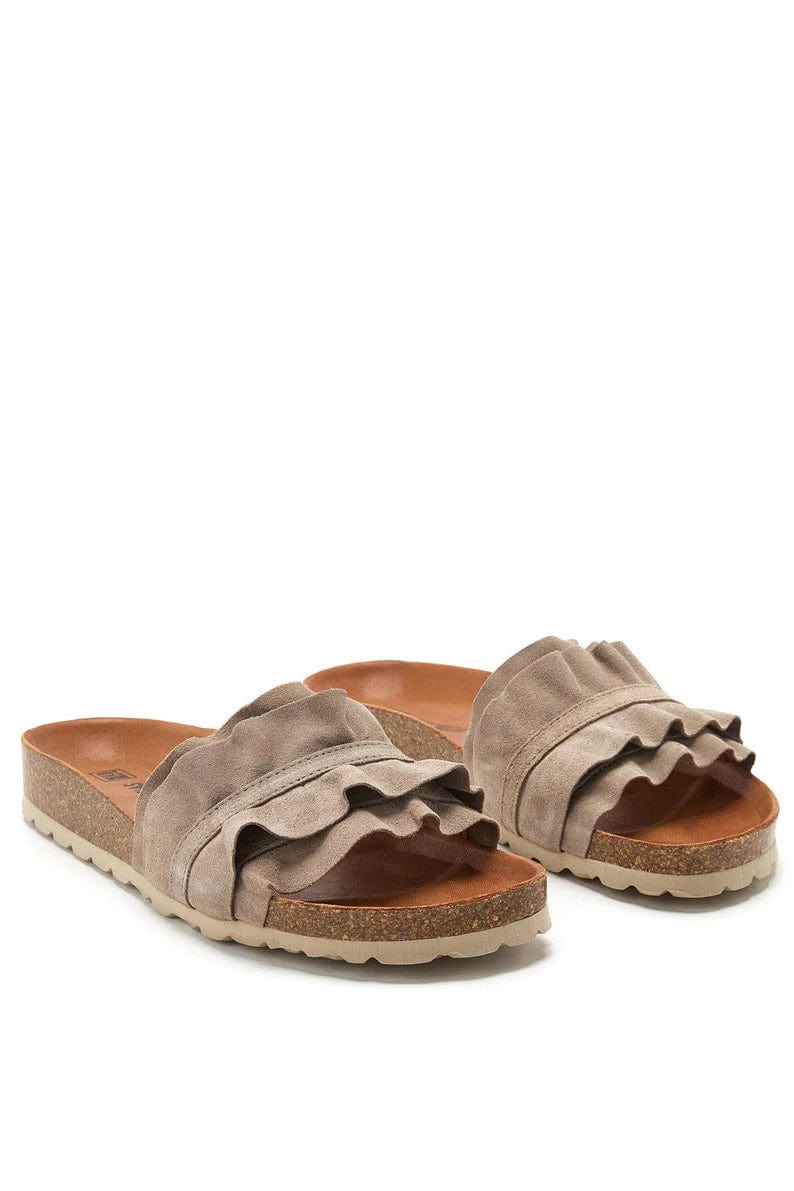 Rocio Serraje Volante Suede Leather Sandals - Piedra - Image 2