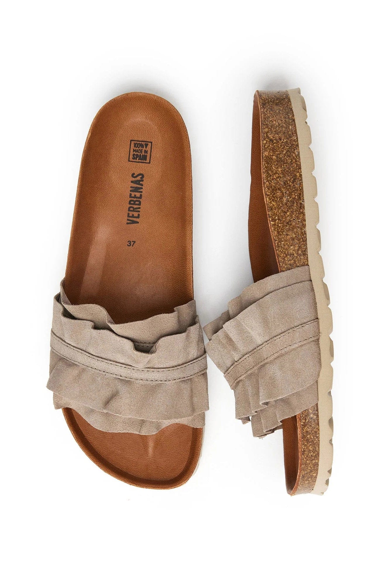 Rocio Serraje Volante Suede Leather Sandals - Piedra - Image 4
