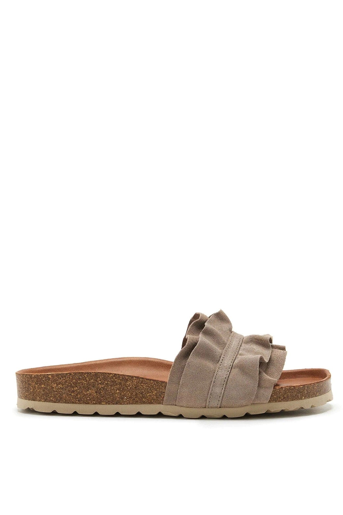 Rocio Serraje Volante Suede Leather Sandals - Piedra - Image 5