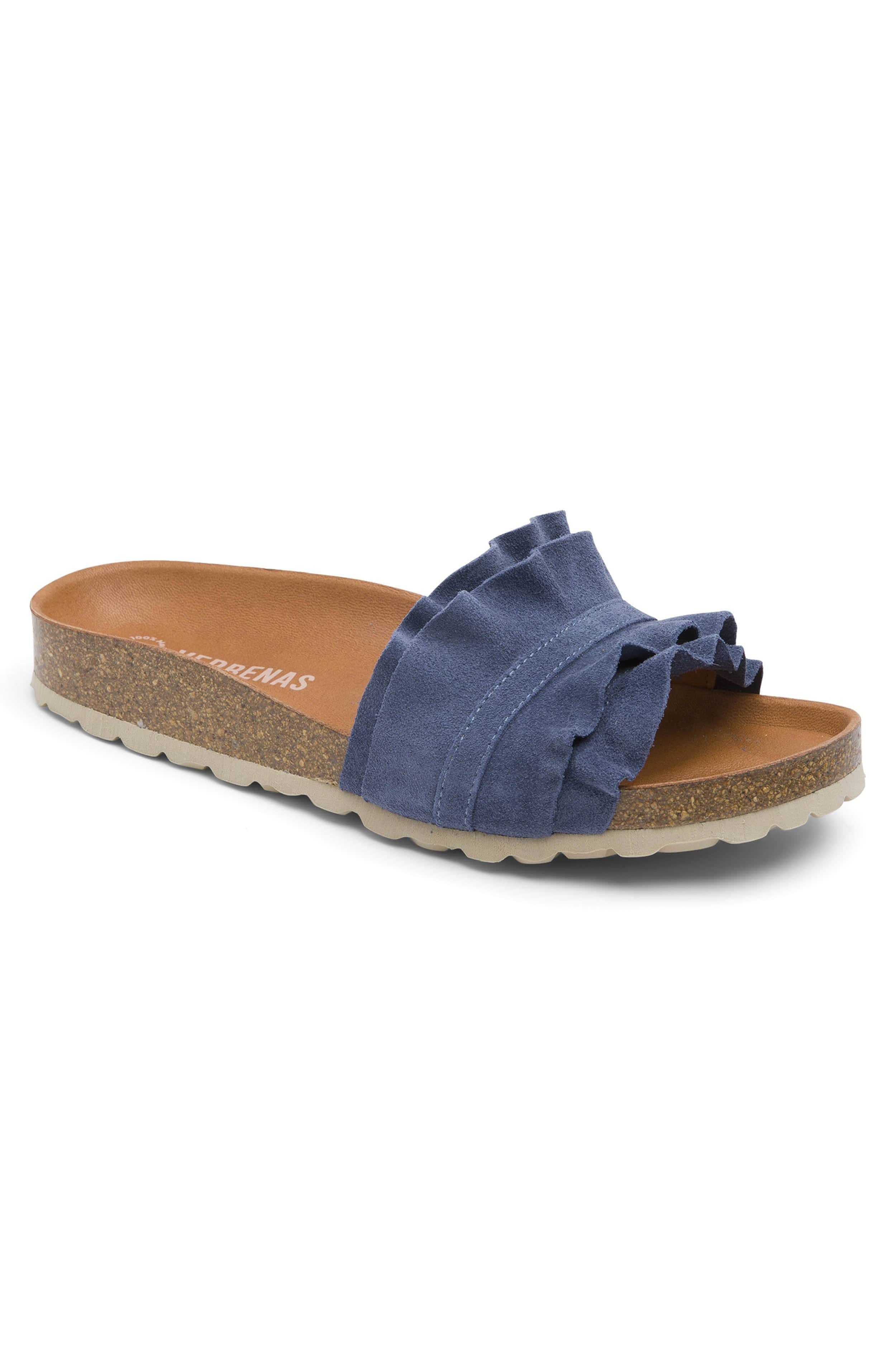 Rocio Serraje Volante Suede Leather Sandals - Iris
