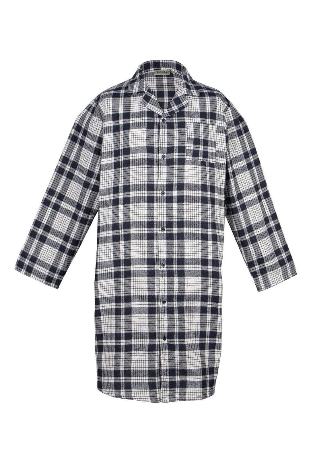Check Brushed Cotton 42 Inch Nightshirt - Grey/Navy