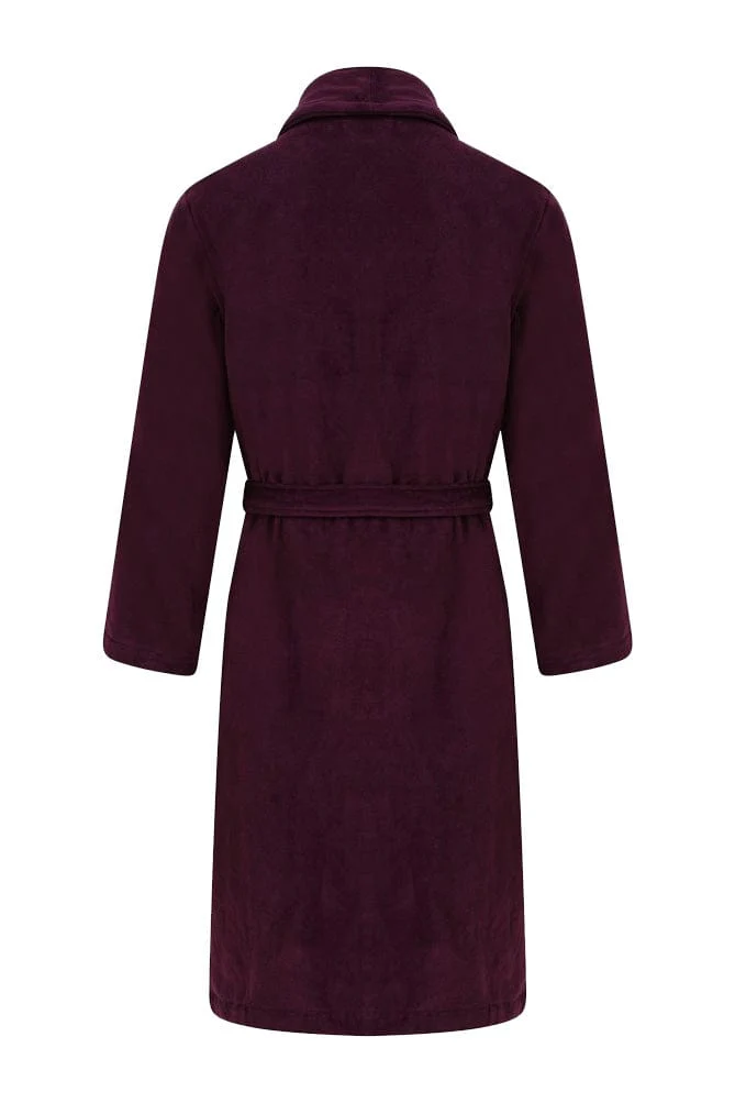 Luxury Cotton Velour Dressing Gown - Burgundy - Image 2