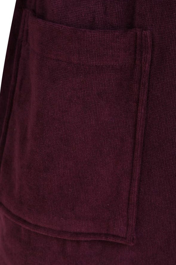 Luxury Cotton Velour Dressing Gown - Burgundy - Image 3