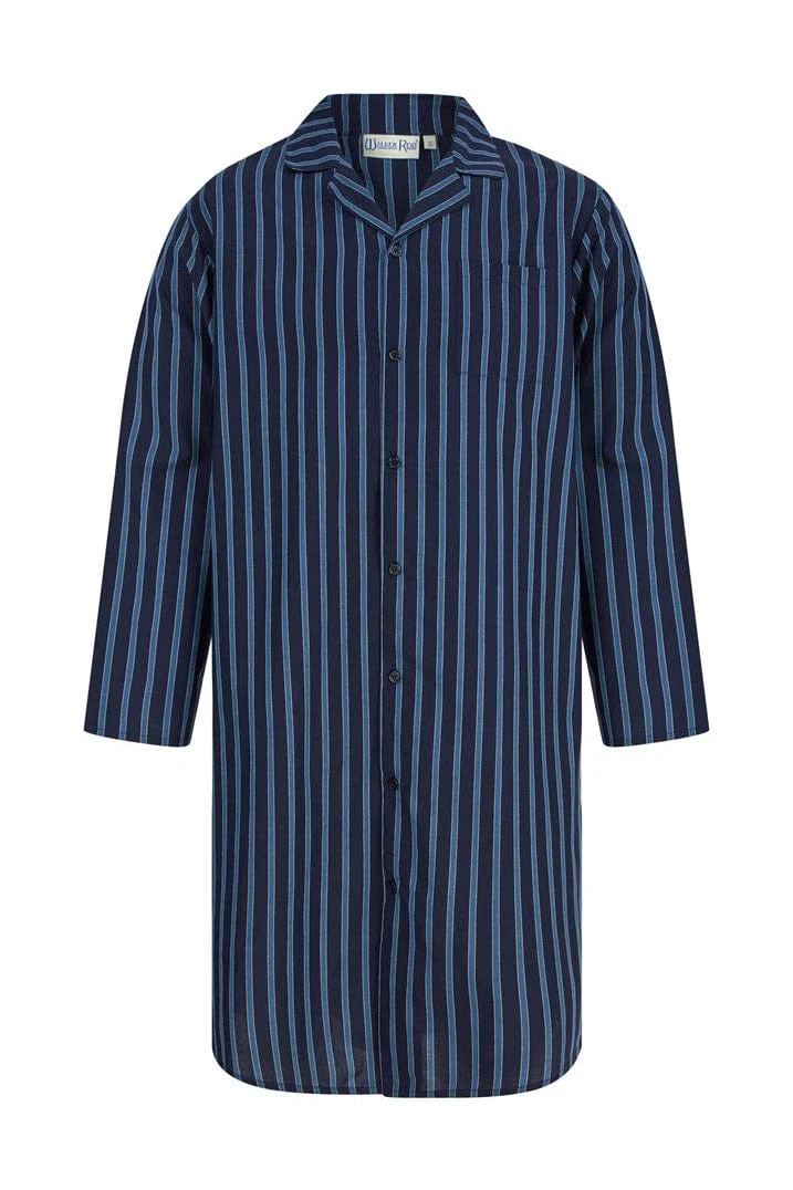 Striped 42 Inch Woven Stripe Nightshirt - Navy