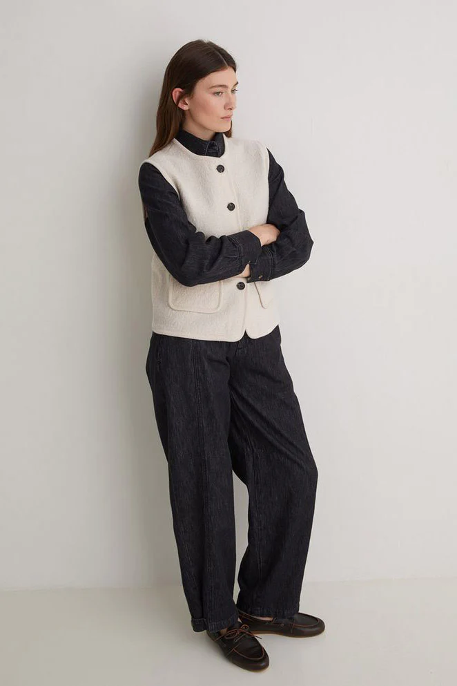 Boiled Wool Blend Vest - Ecru - Image 3
