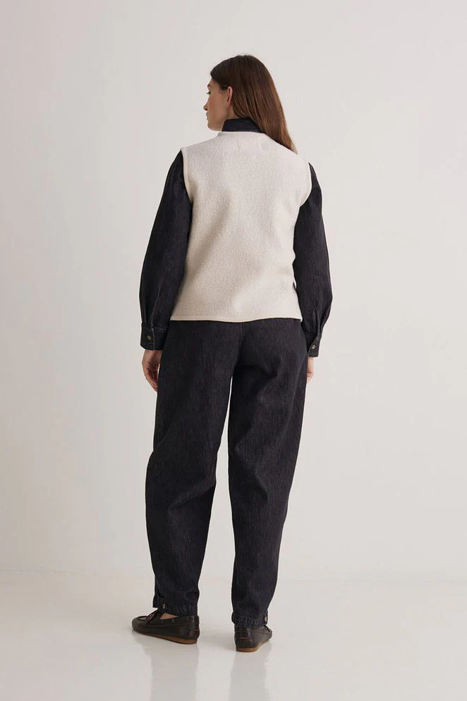 Boiled Wool Blend Vest - Ecru - Image 4