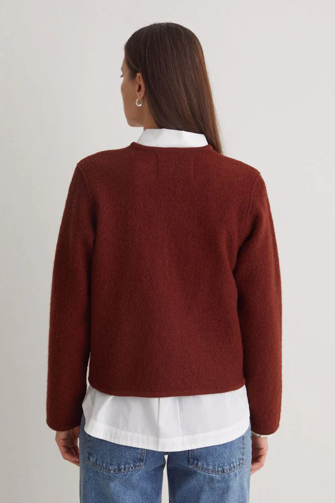 Boiled Wool Short Jacket - Rust - Image 2