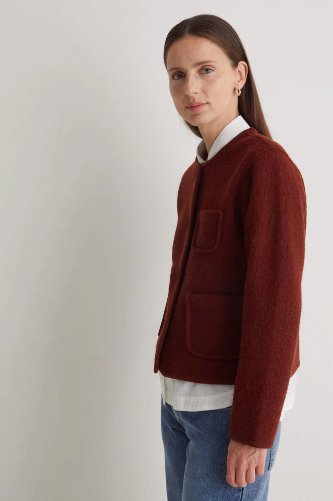 Boiled Wool Short Jacket - Rust - Image 3