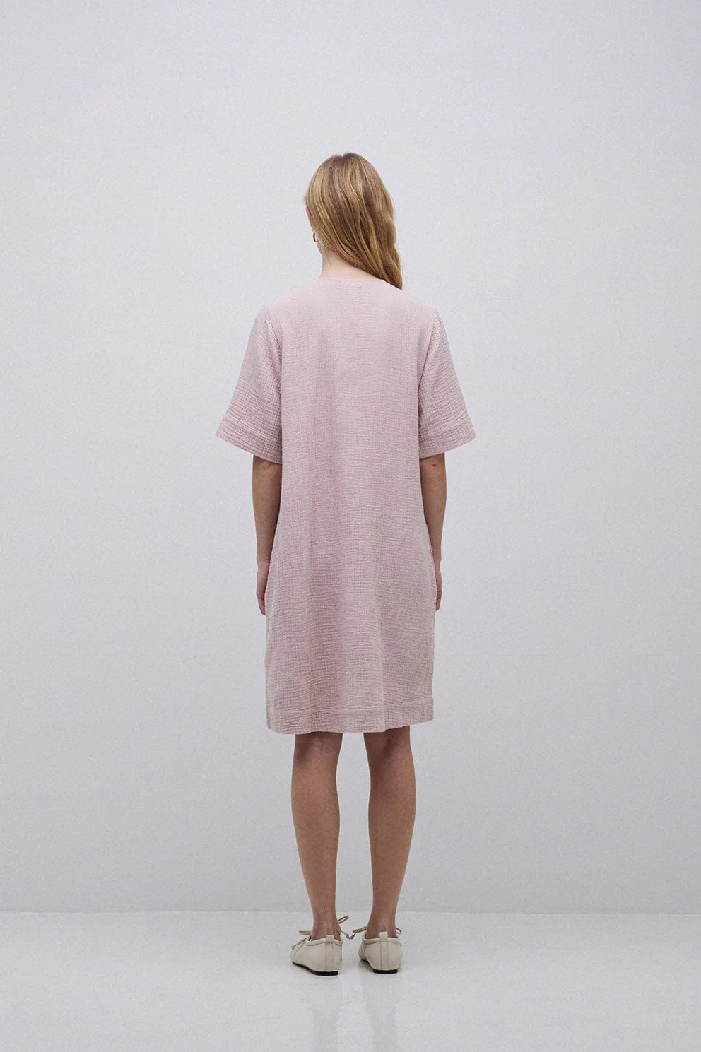 Camelia Cotton Gauze Dress - Pale Pink - Image 3