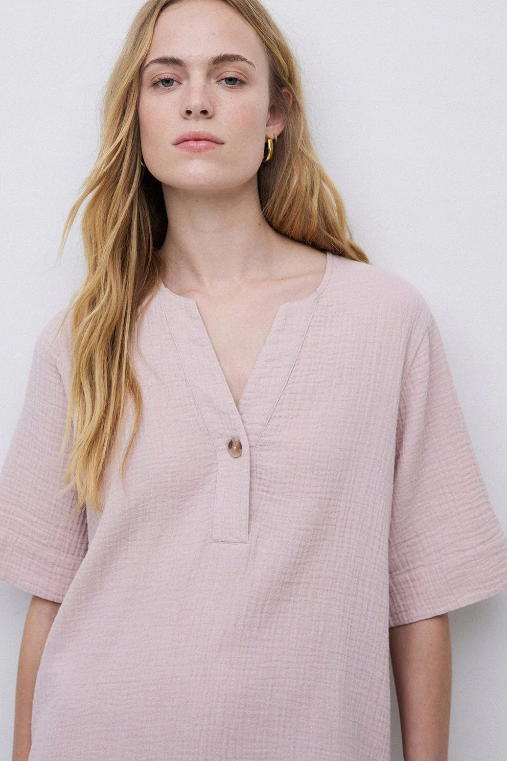 Camelia Cotton Gauze Dress - Pale Pink - Image 4