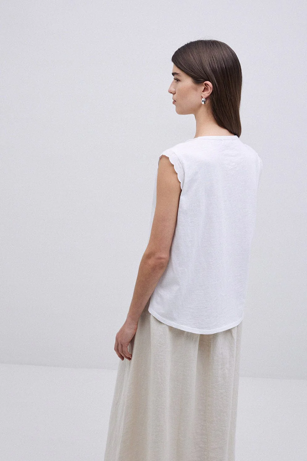 Claudie Cotton/Linen Sleeveless Top - White - Image 3
