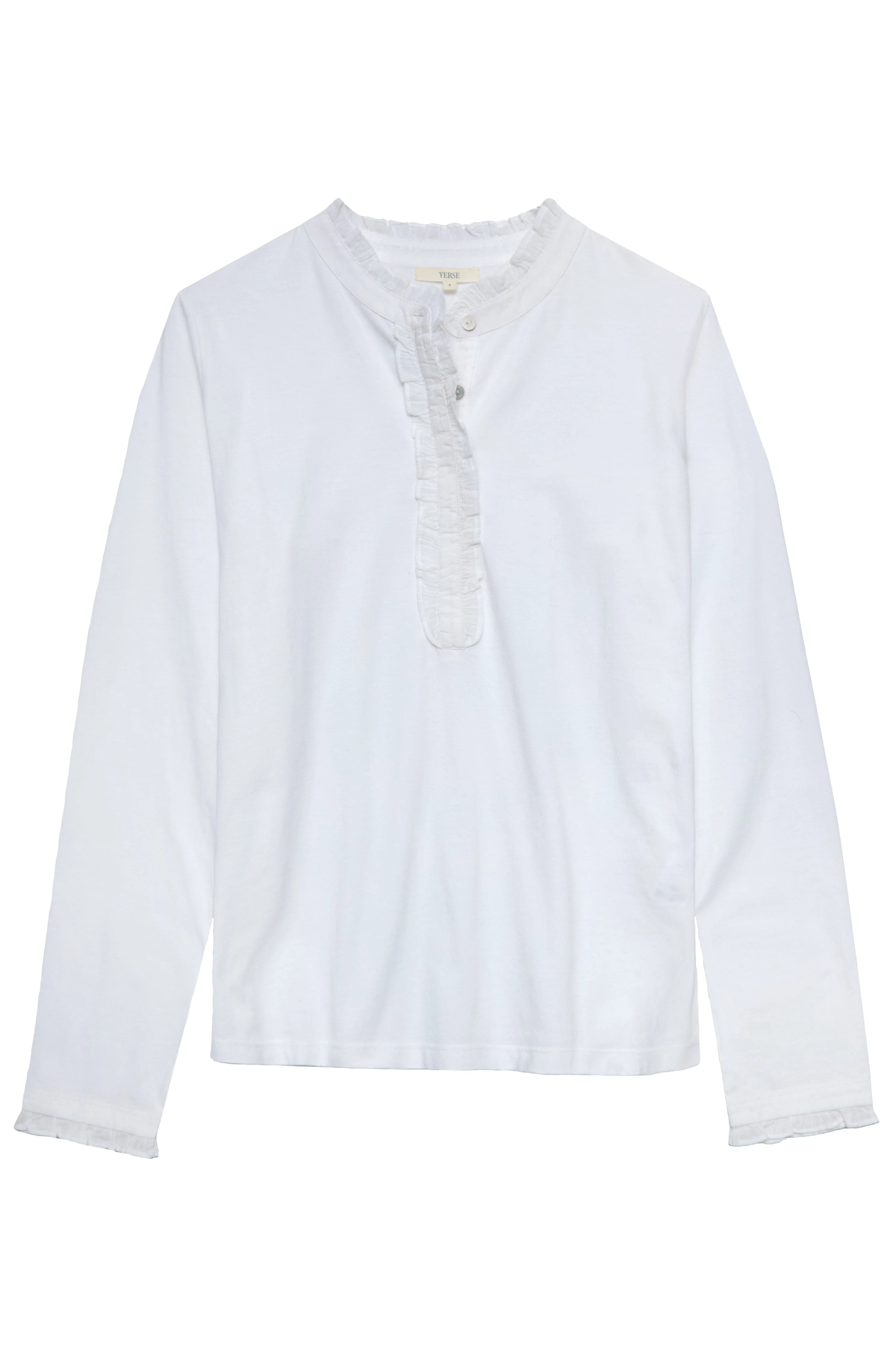 Cotton Jersey Top with Ruffles - White