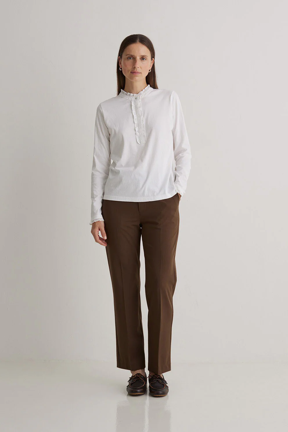 Cotton Jersey Top with Ruffles - White - Image 4