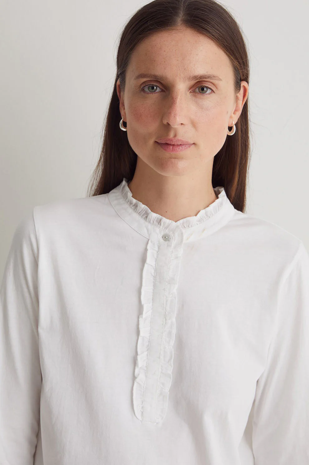 Cotton Jersey Top with Ruffles - White - Image 6