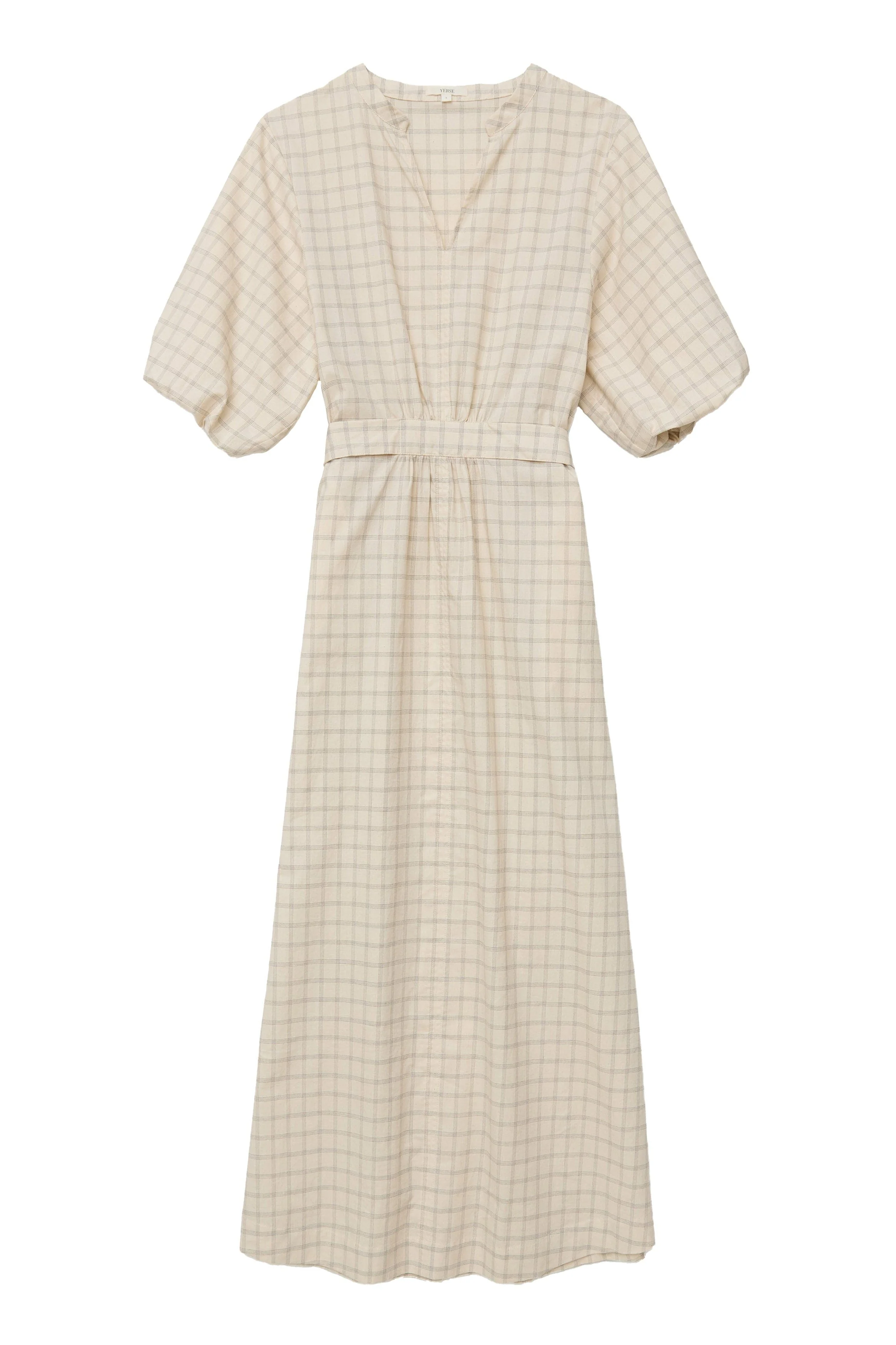Delfina Cotton Check Midi Dress - Checks