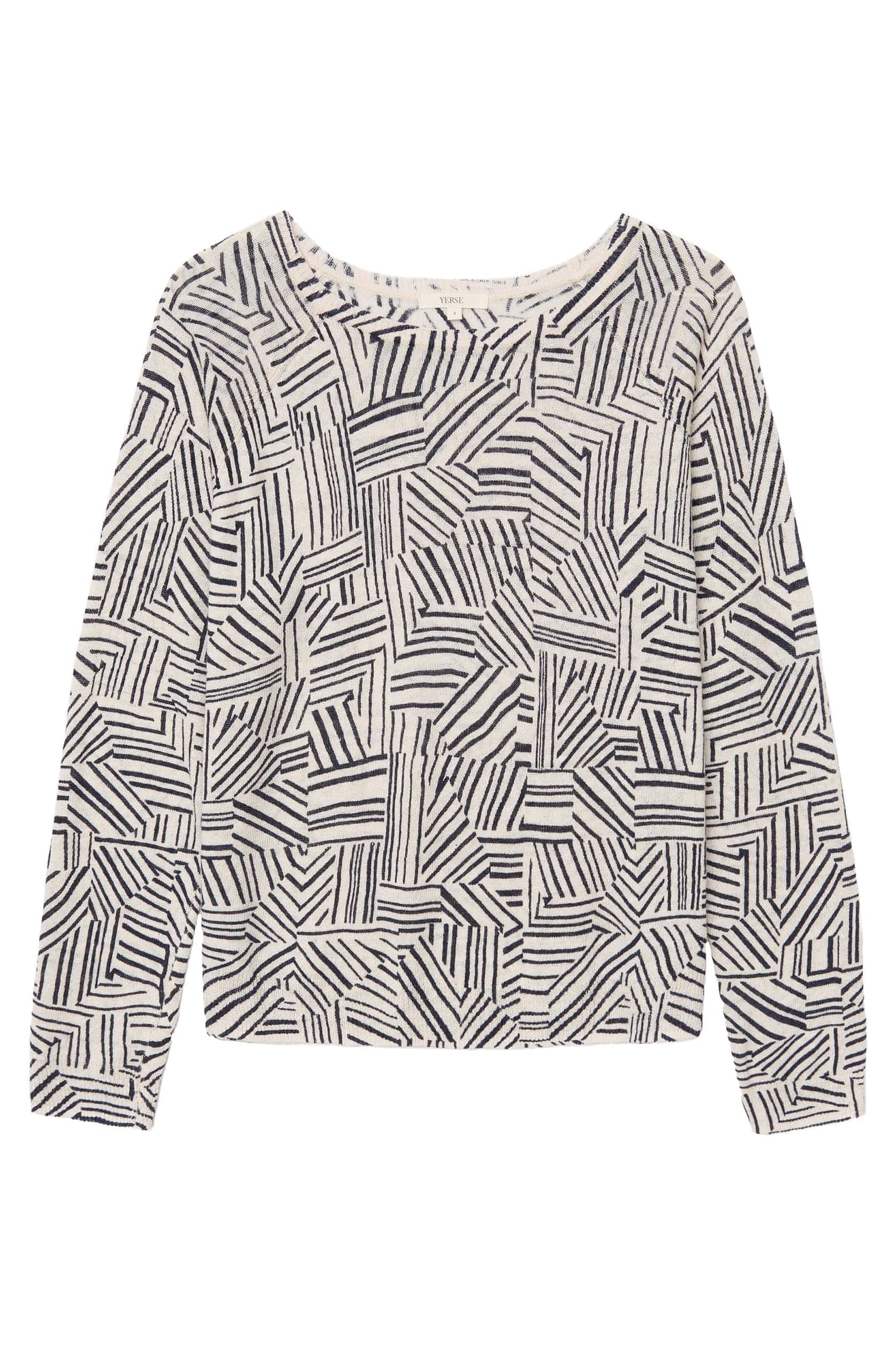 Estelar Linen/Cotton Abstract Print Jumper - Navy