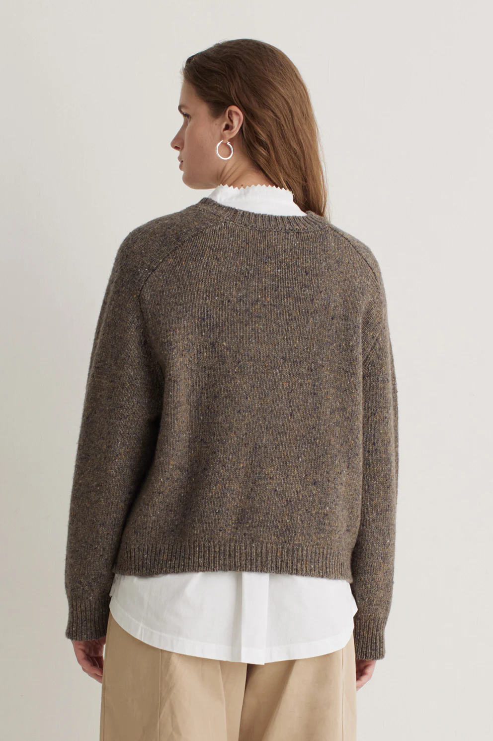 Extrafine Merino Wool Blend Cable Knit Jumper - Brown - Image 3