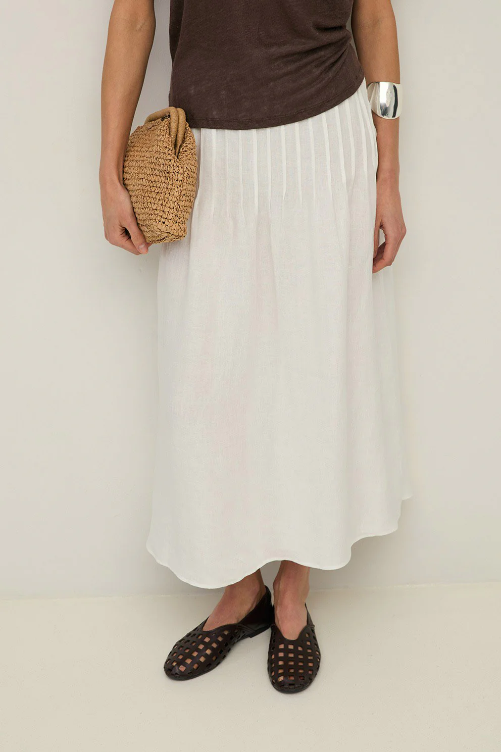 Hemp Midi Skirt - White - Image 5