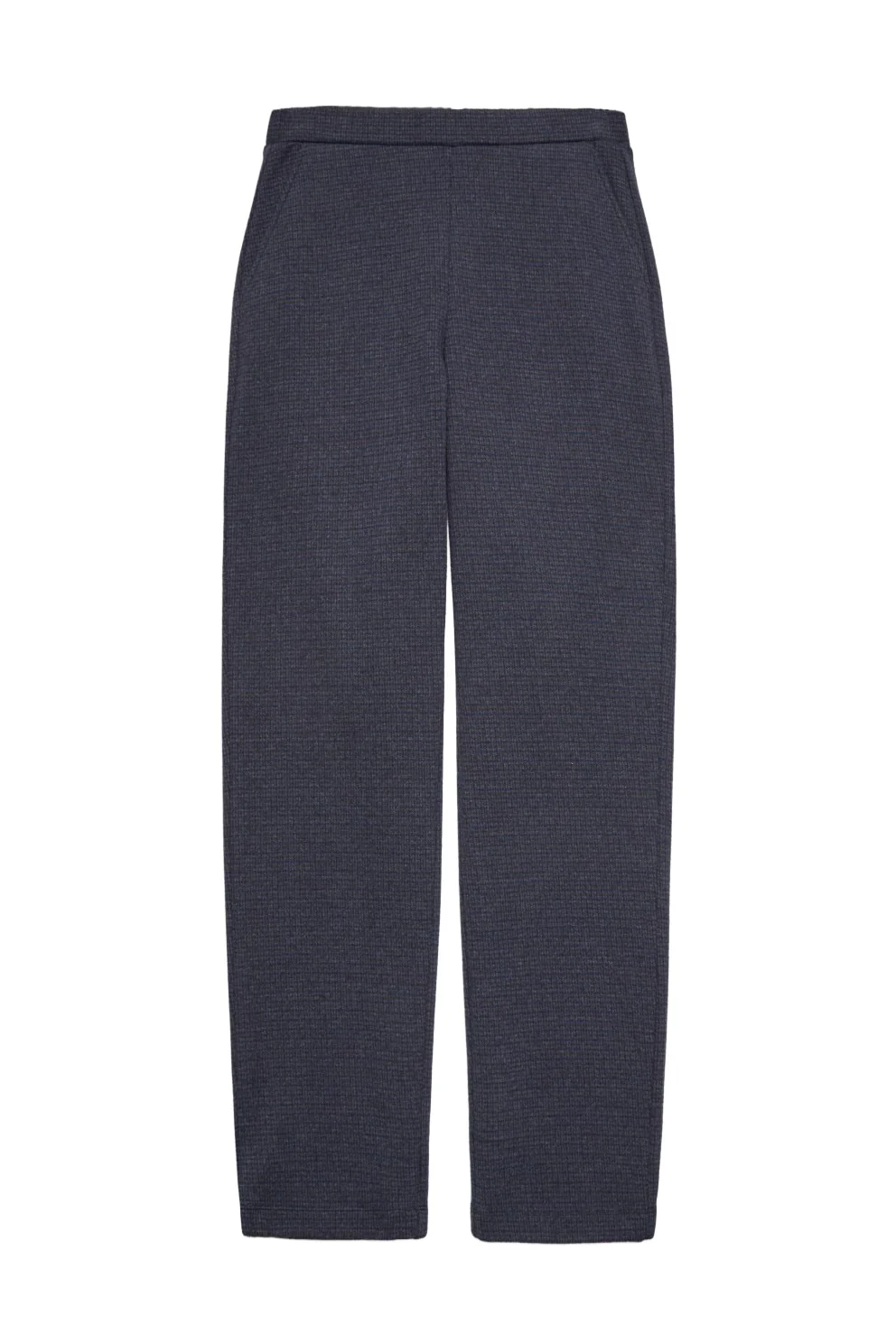 Jacquard Check Straight Trousers - Navy/Brown