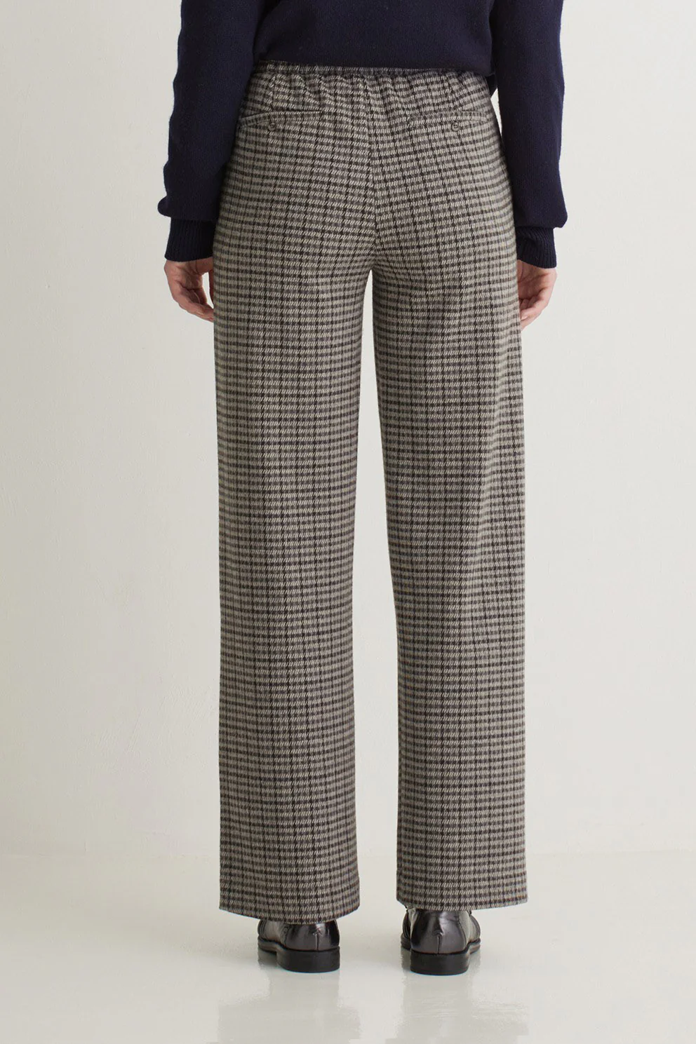 Jacquard Check Wide Leg Trousers - Grey - Image 6