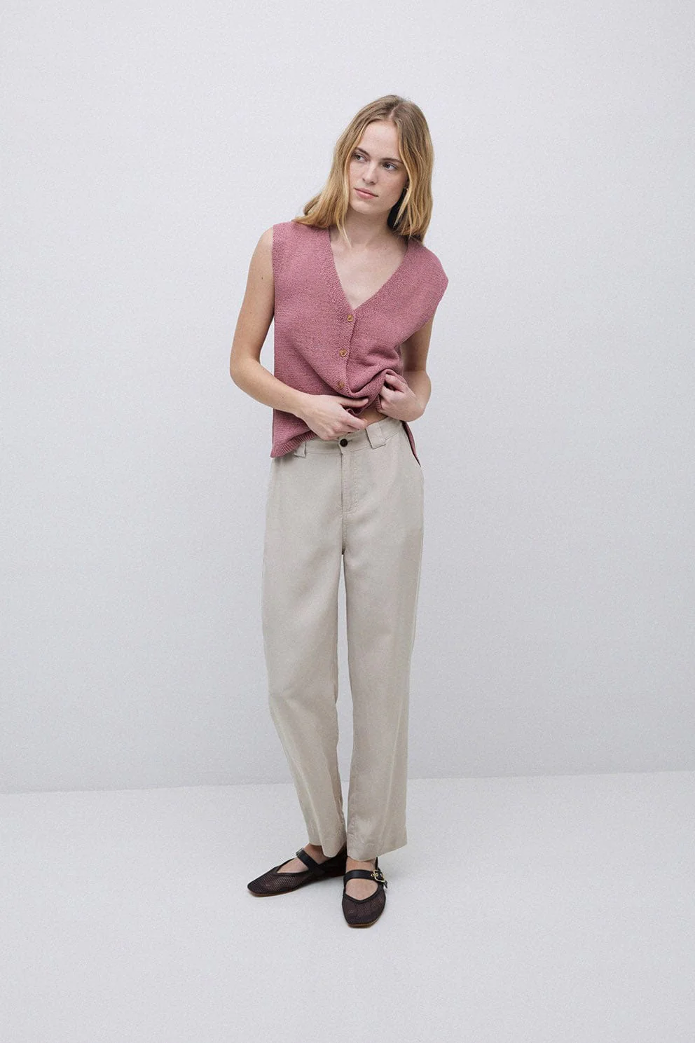 Lima Cotton/Linen Waistcoat - Rosa Viejo - Image 2