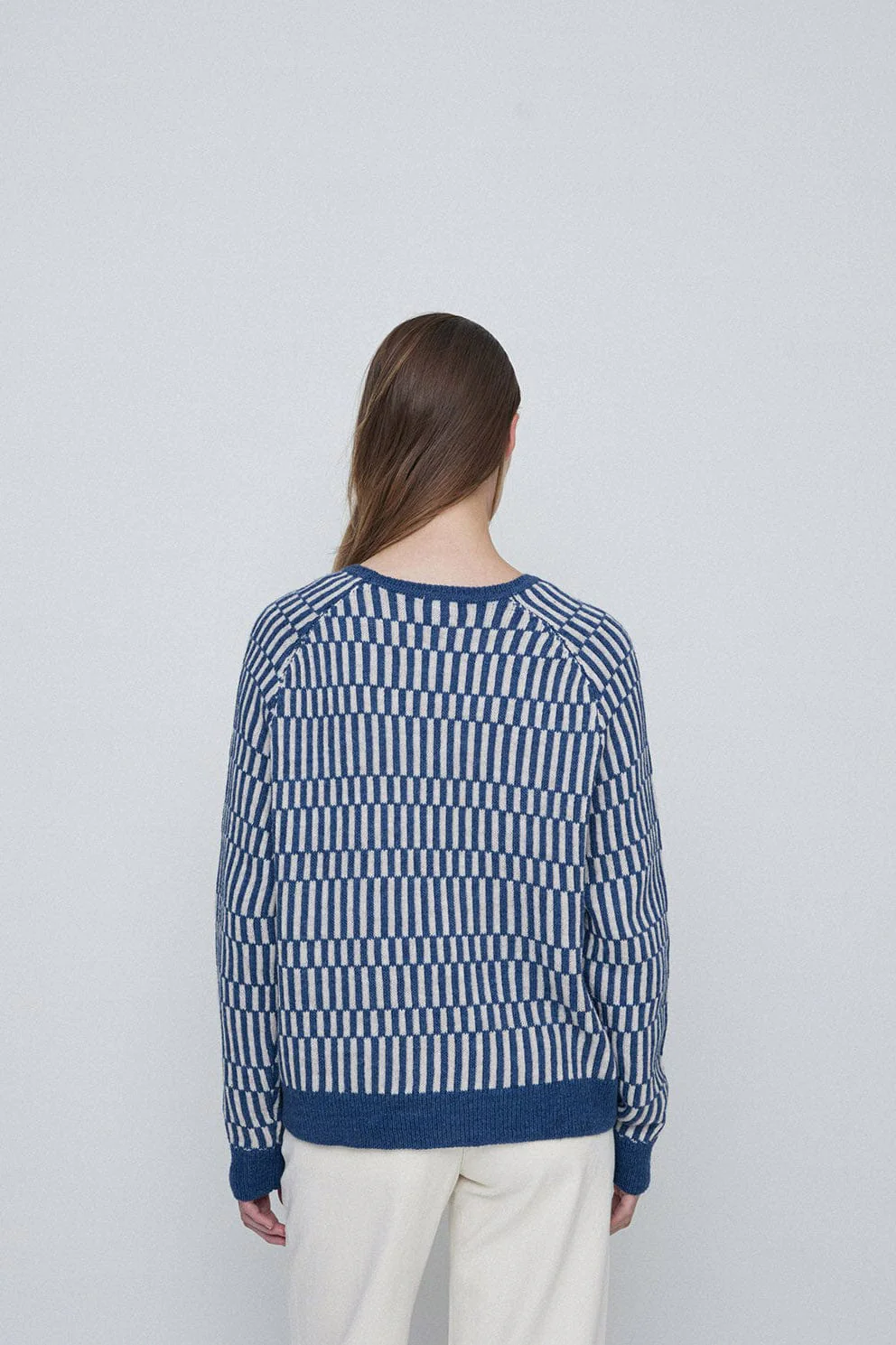 Line Detail Knitted Jumper - Uniform Blue - Image 3