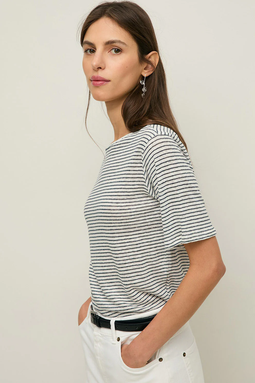 Linen T-Shirt - Navy Crudo