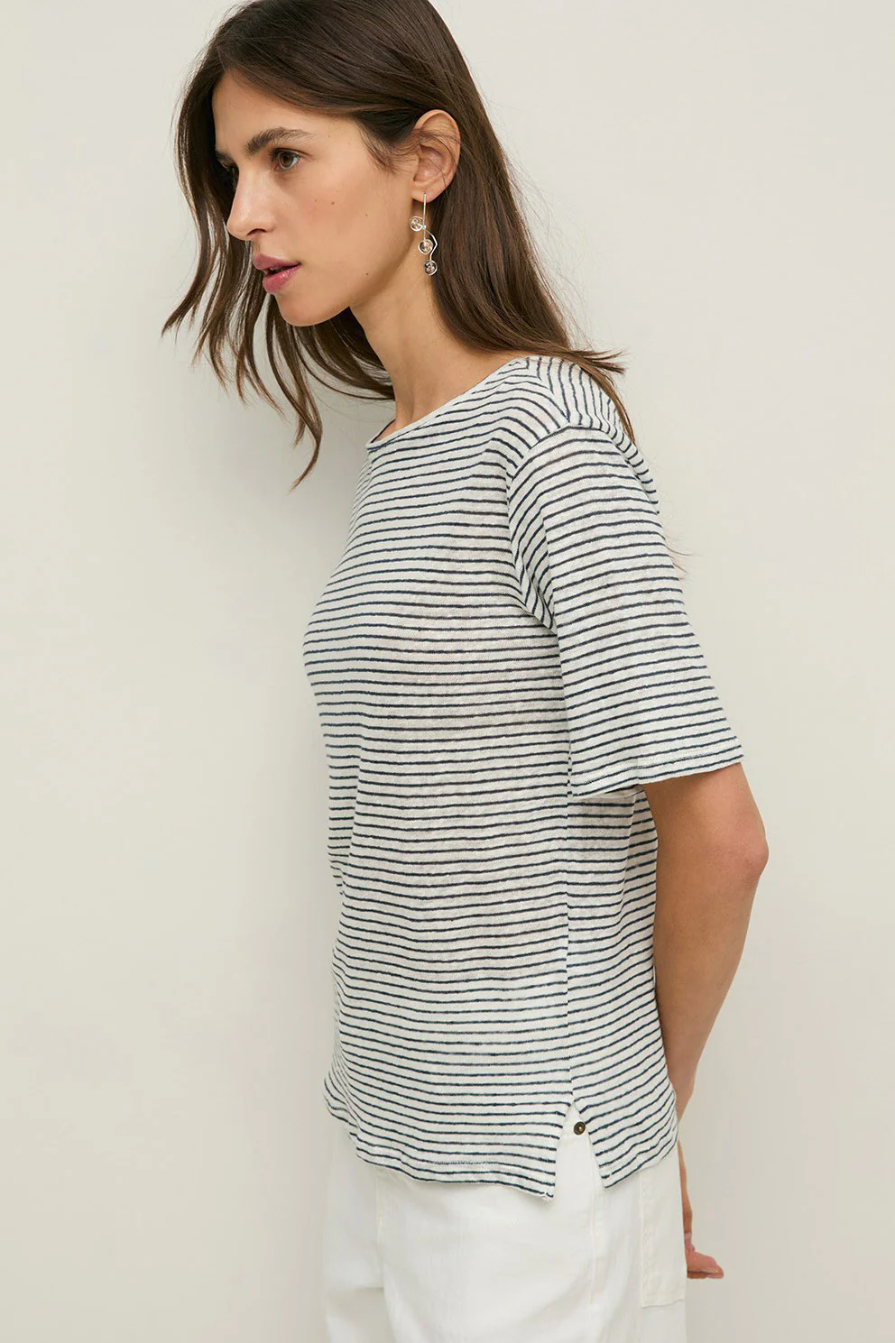 Linen T-Shirt - Navy Crudo - Image 2