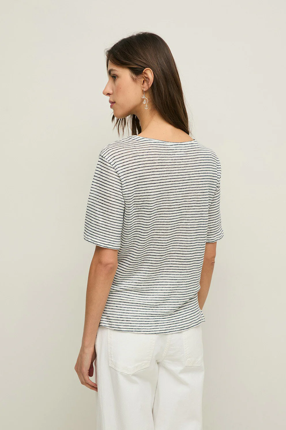 Linen T-Shirt - Navy Crudo - Image 4