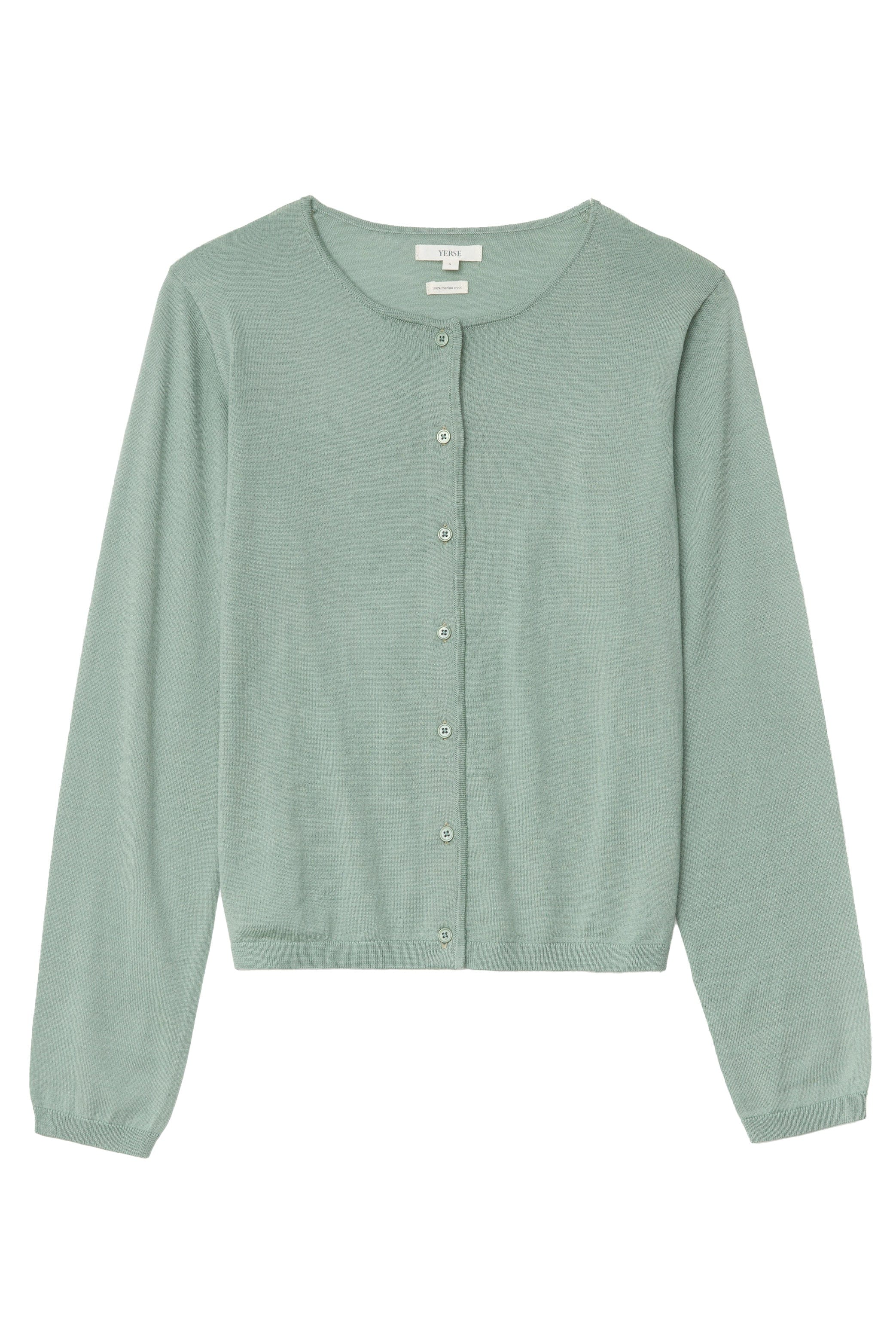 Maria Superfine Merino Wool Cardigan - Greenish Green
