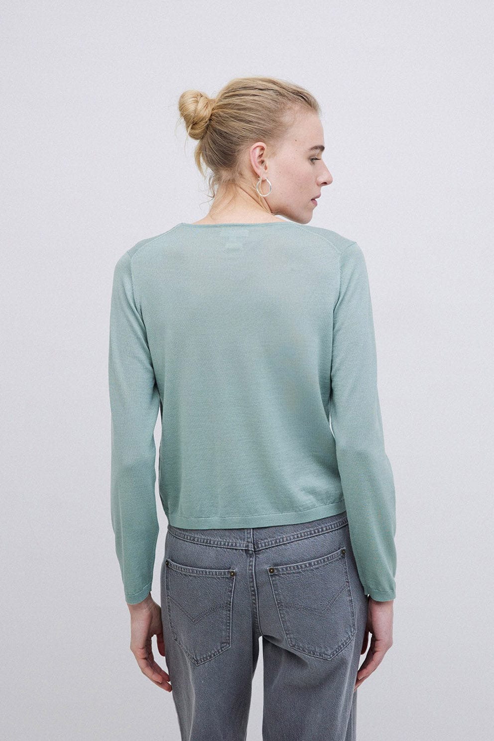 Maria Superfine Merino Wool Cardigan - Greenish Green - Image 3