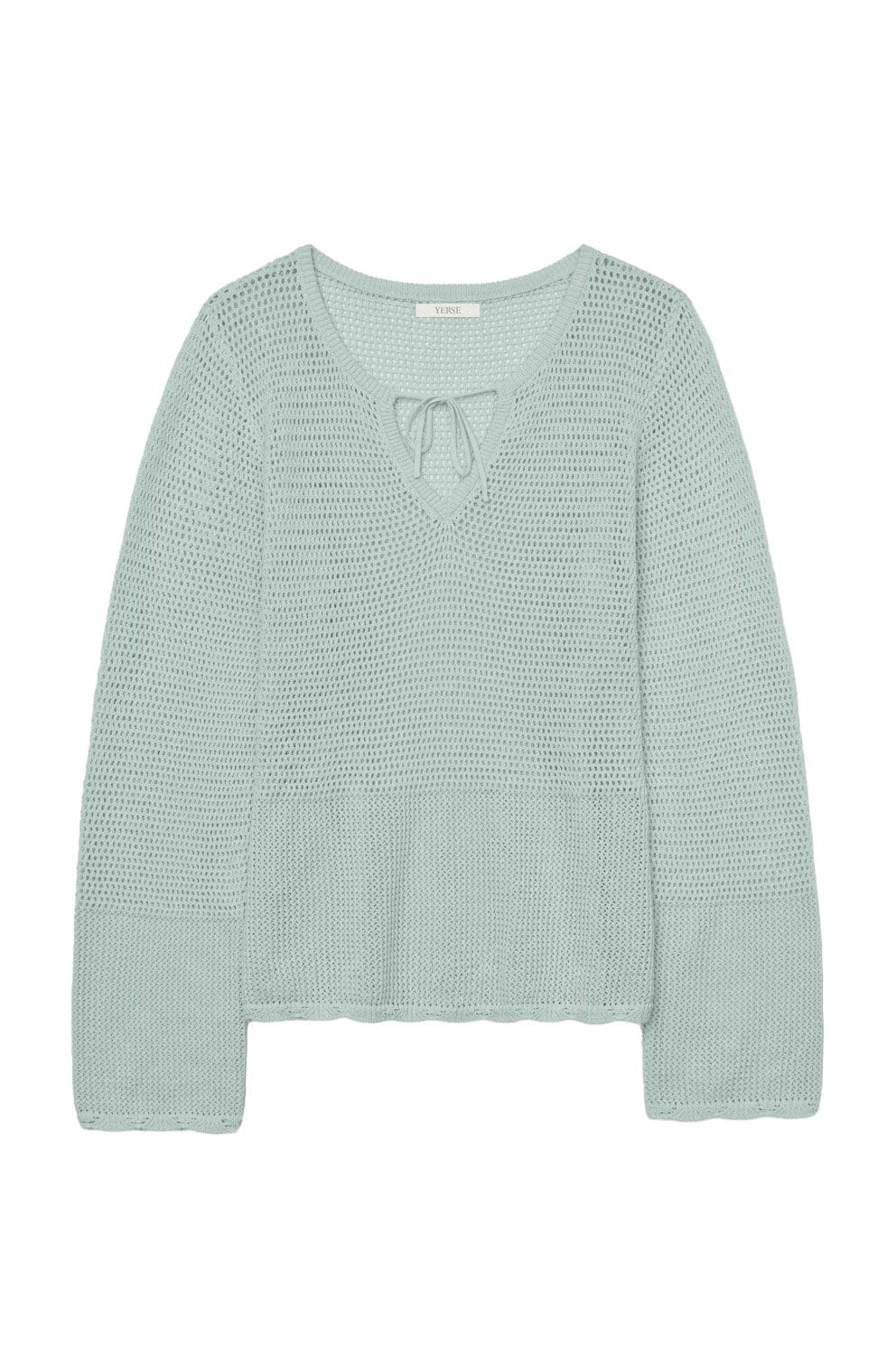 Net Cotton Openwork Tie Detail Knit - Verde Claro