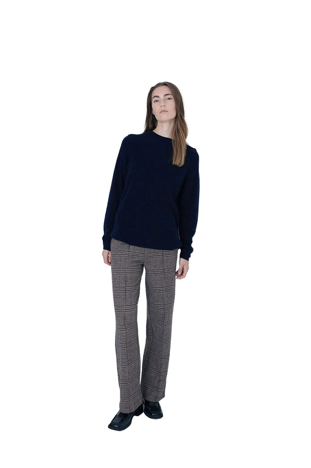 Plaid Knit Trousers - Chocolate