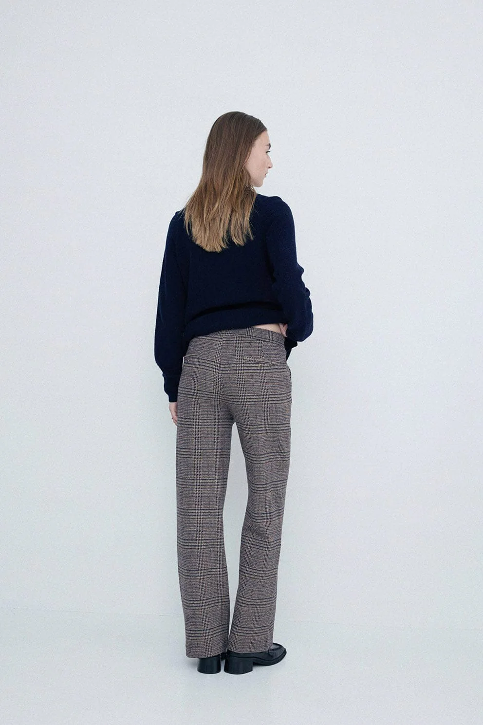 Plaid Knit Trousers - Chocolate - Image 2