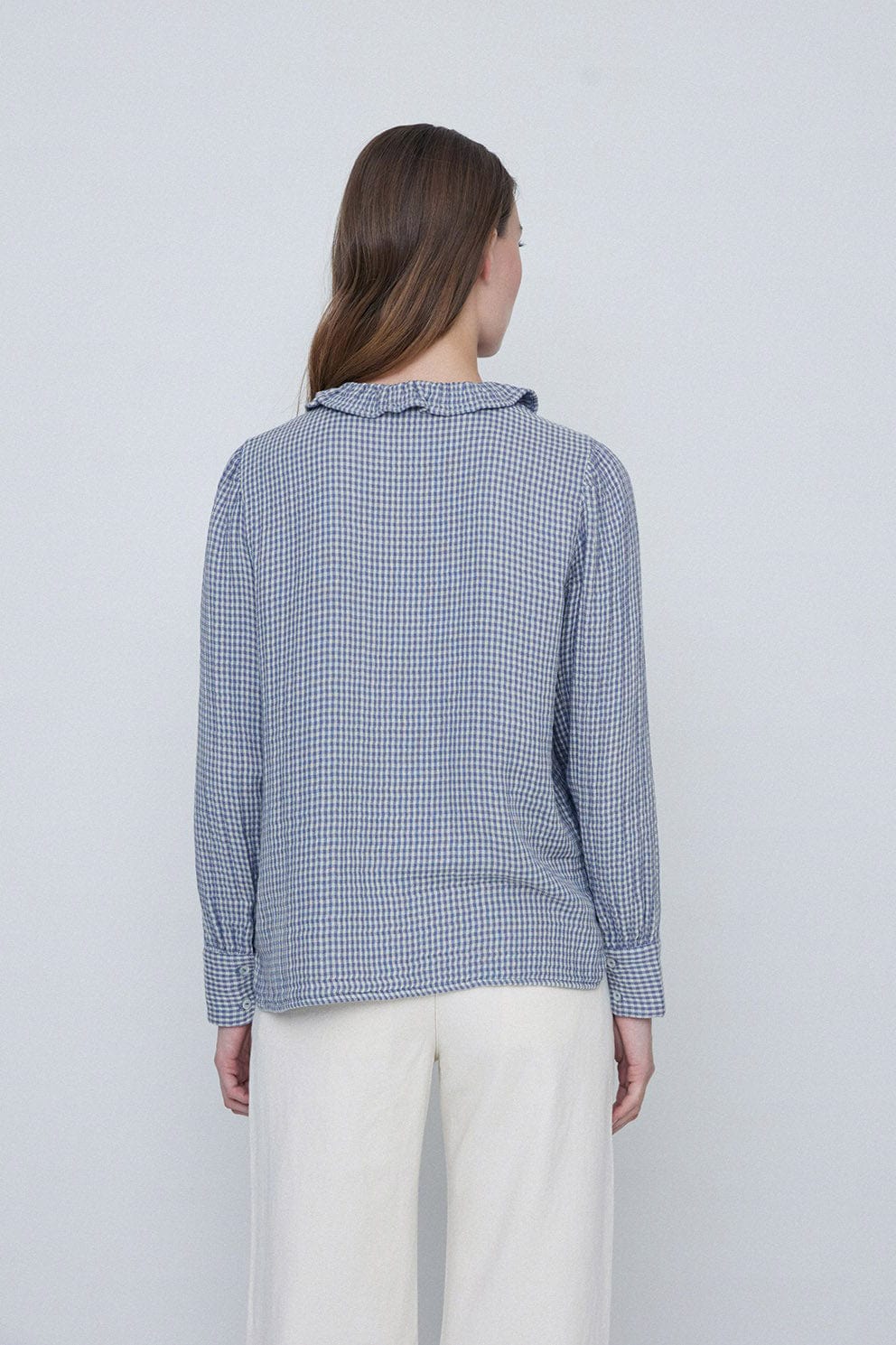 Plaid Shirt with Ruffle Detail - Lead - Image 3