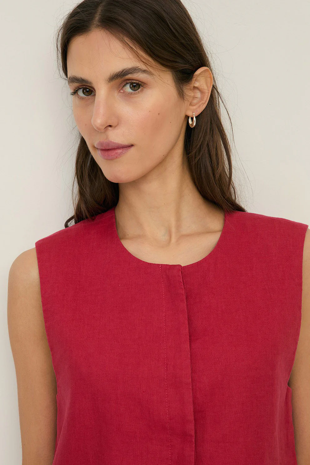 Pure Linen Vest - Raspberry - Image 3