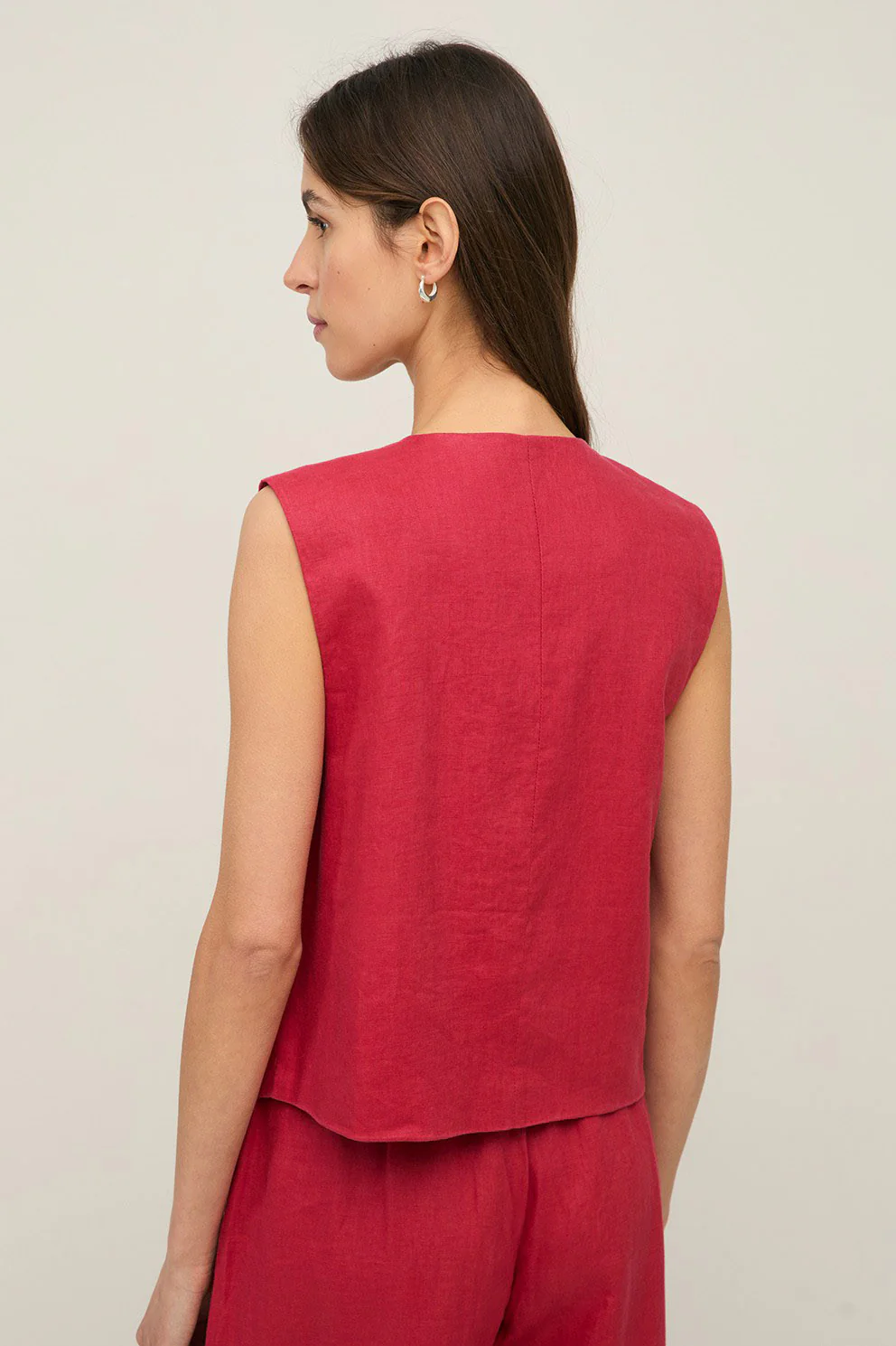 Pure Linen Vest - Raspberry - Image 4