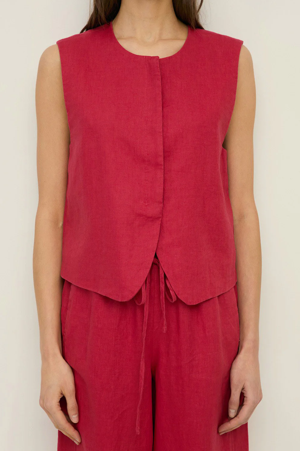 Pure Linen Vest - Raspberry - Image 5