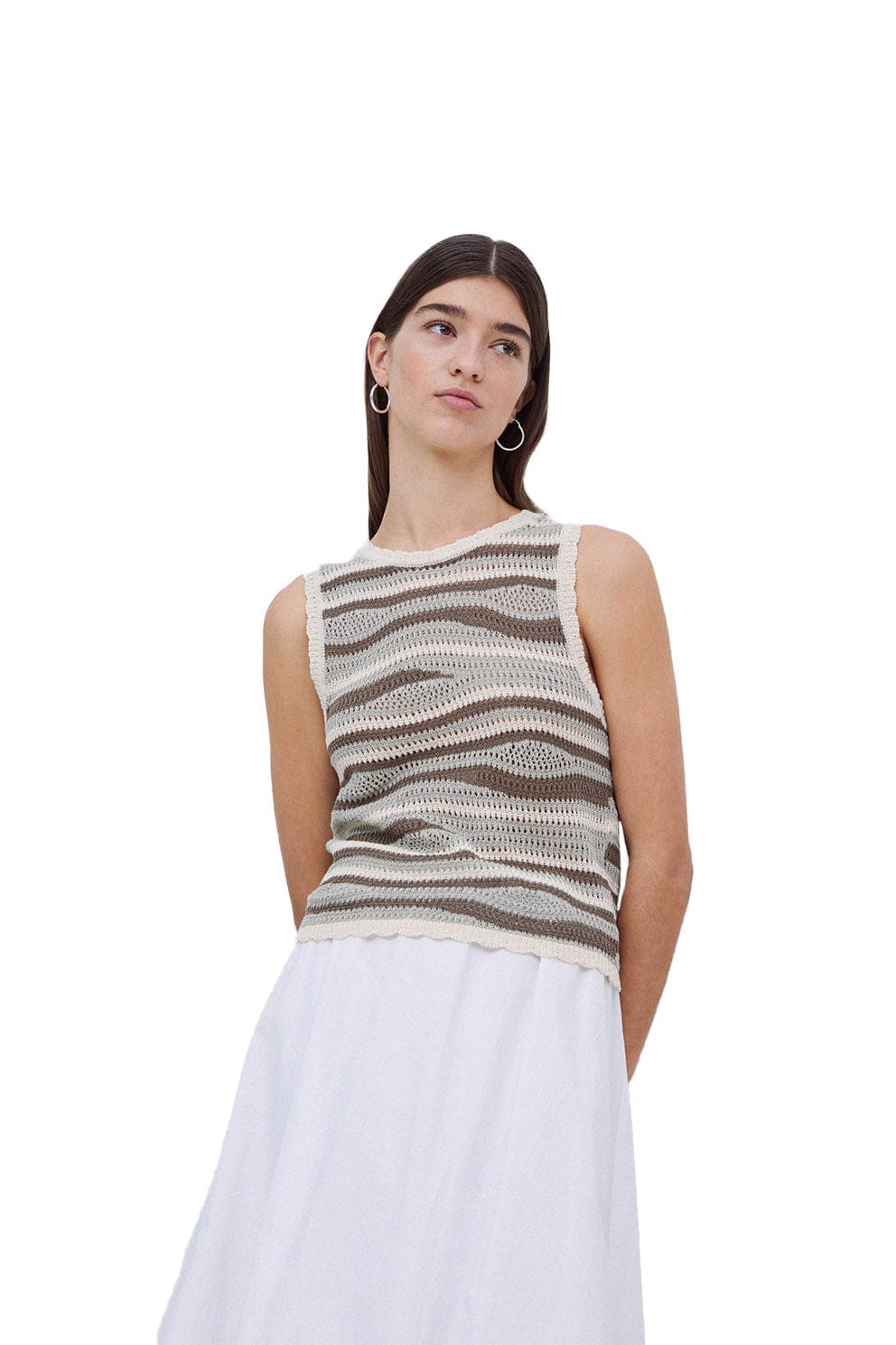 Sandy Cotton/Linen Sleeveless Jumper - Green