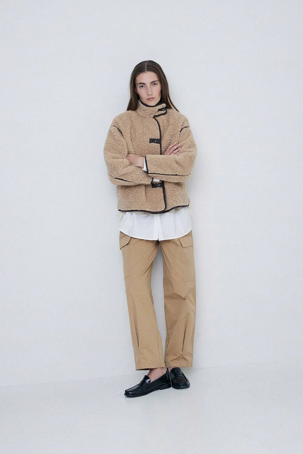 Shearling Coat - Beige - Image 2