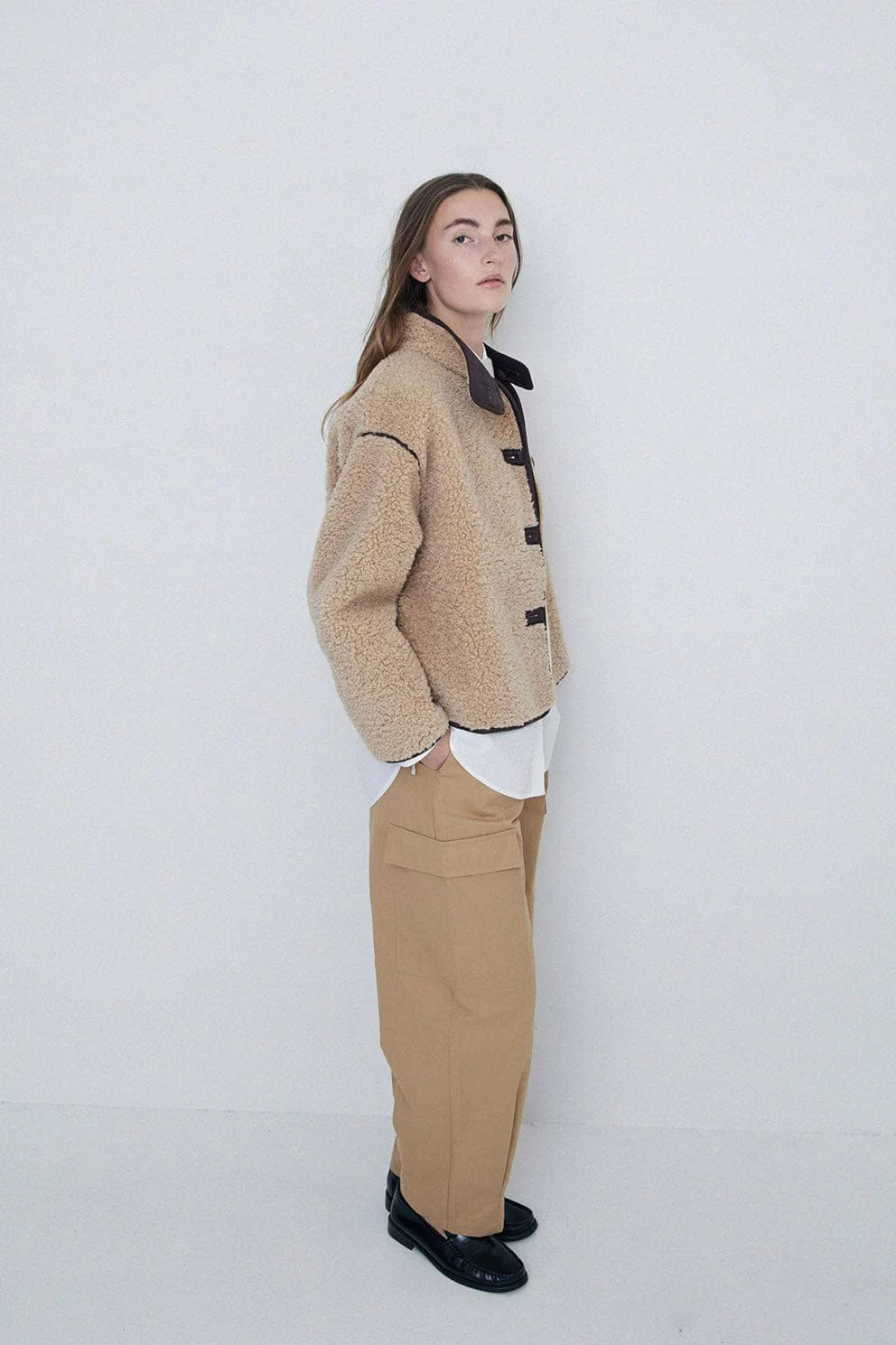Shearling Coat - Beige - Image 3