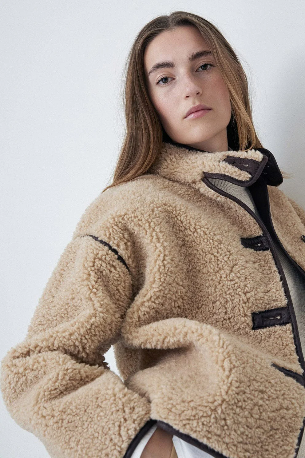 Shearling Coat - Beige - Image 5