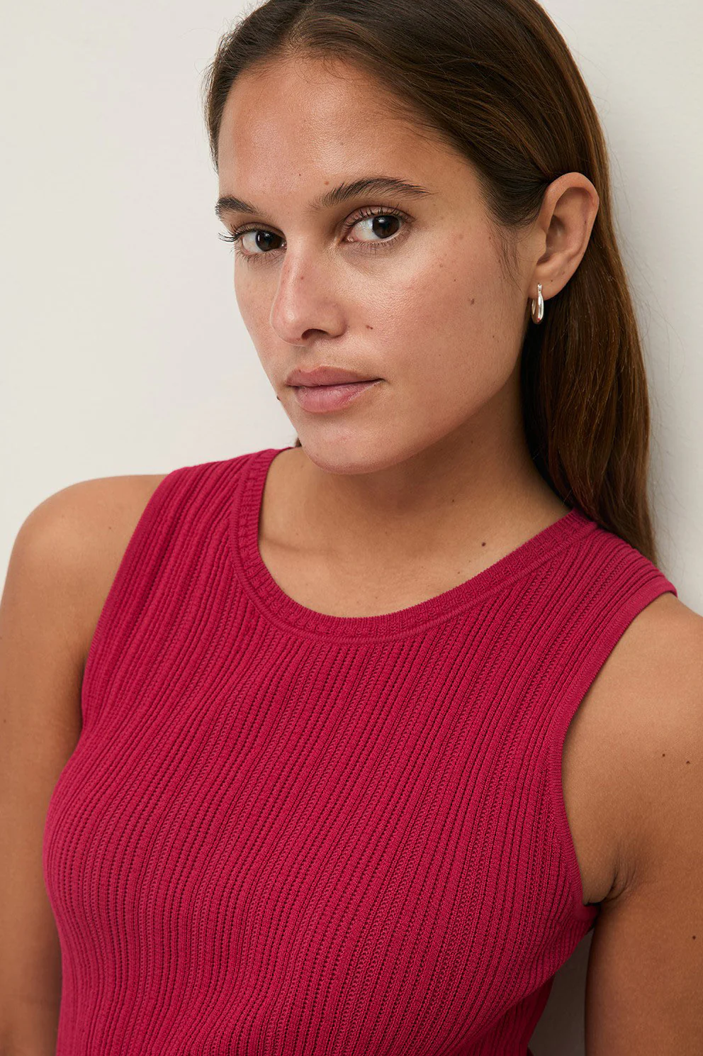 Shirred Detail Midi Dress - Raspberry - Image 3