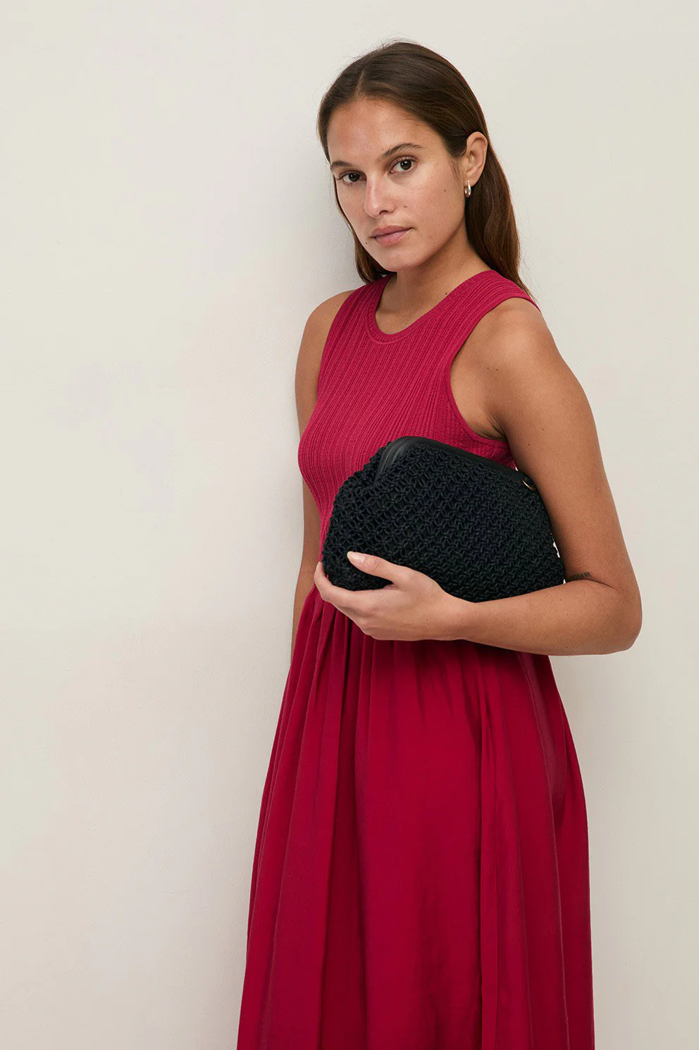 Shirred Detail Midi Dress - Raspberry - Image 6