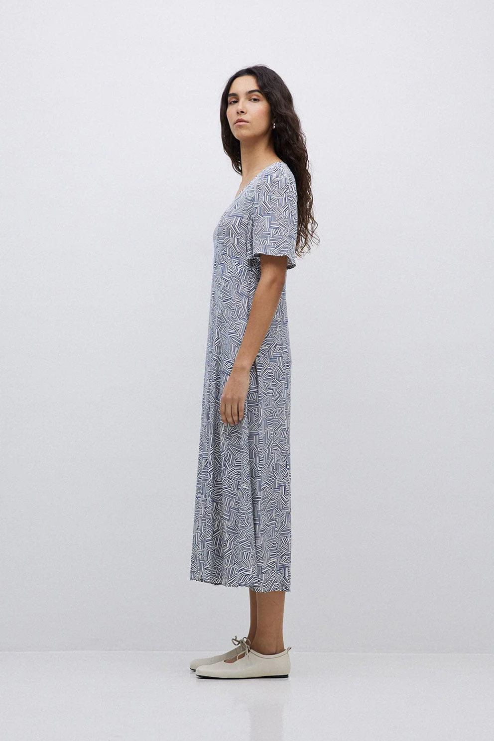 Stella Ecovero Viscose Geometric Print Midi Dress - Geometric - Image 2