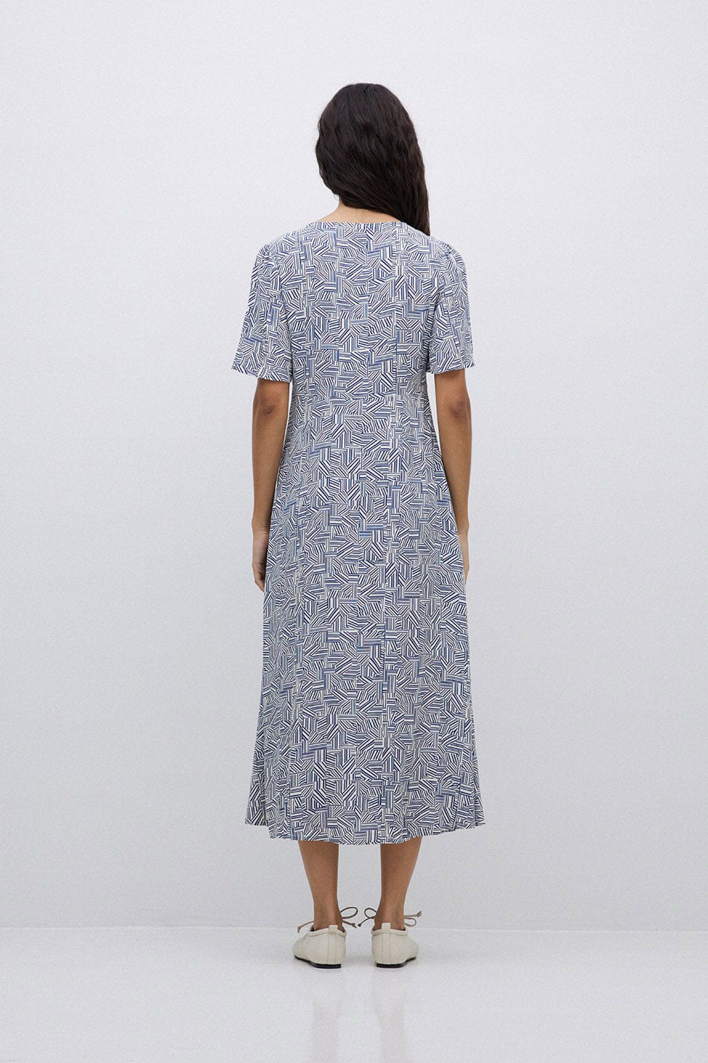 Stella Ecovero Viscose Geometric Print Midi Dress - Geometric - Image 3