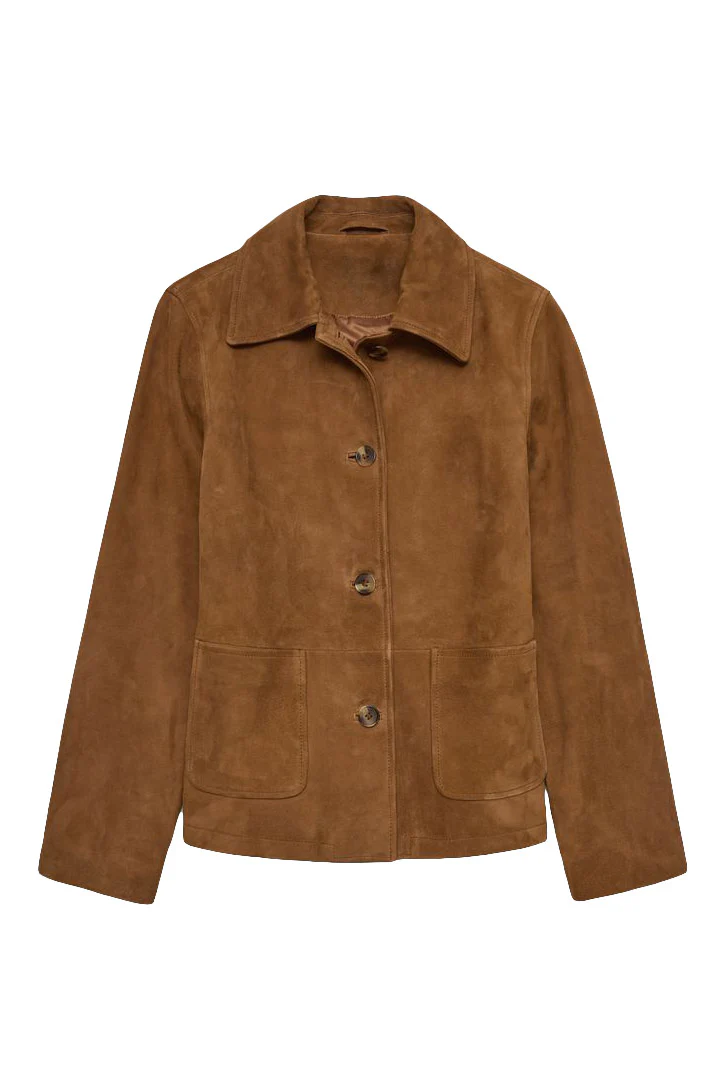 Suede Leather Jacket - Amber Brown