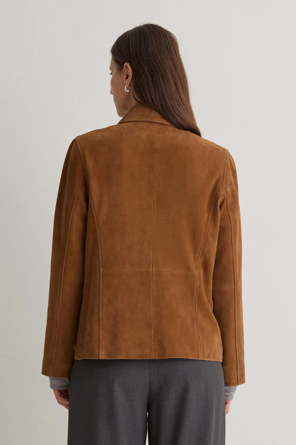 Suede Leather Jacket - Amber Brown - Image 4